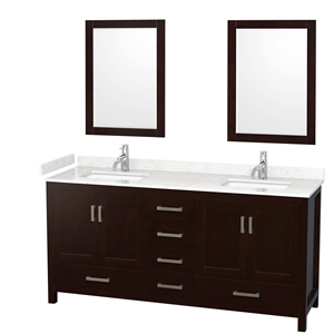 Wyndham Collection Sheffield 72&quot Mirrors Wood Double Bathroom Vanity in Espresso