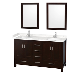 Wyndham Collection Sheffield 60&quot Wood Double Bathroom Vanity in Espresso/Chrome