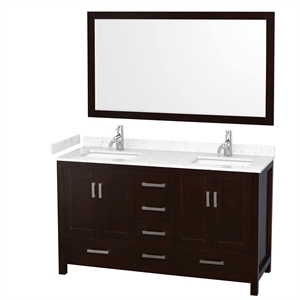 Wyndham Collection Sheffield 60&quot Wood Double Bathroom Vanity in Chrome/Espresso