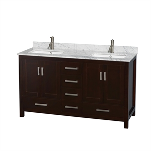 Wyndham Collection Sheffield 60&quot Wood & Metal Double Bathroom Vanity in Espresso