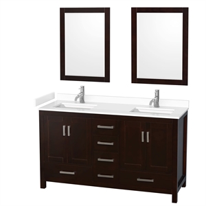 Wyndham Collection Sheffield 60&quot Metal & Wood Double Bathroom Vanity in Espresso
