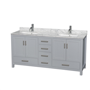 Wyndham Collection Sheffield 72&quot Wood & Metal Double Bathroom Vanity in Gray