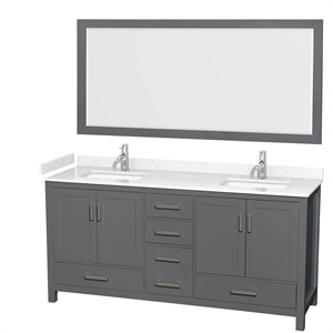 Wyndham Collection Sheffield 72&quot Wood Double Bathroom Vanity in Chrome/Dark Gray