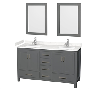 Wyndham Collection Sheffield 60&quot Wood Double Bathroom Vanity in Dark Gray/Chrome