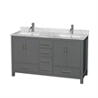 Wyndham Collection Sheffield 60 Inch Wood Double Bathroom Vanity in Dark Gray