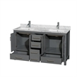 Wyndham Collection Sheffield 60 Inch Wood Double Bathroom Vanity in Dark Gray