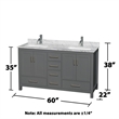 Wyndham Collection Sheffield 60 Inch Wood Double Bathroom Vanity in Dark Gray