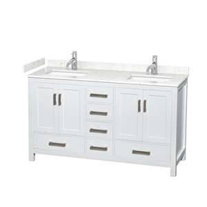 Wyndham Collection Sheffield 60&quot Metal Double Bathroom Vanity in Chrome/White