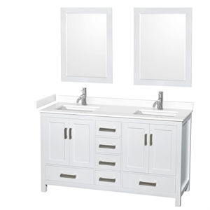 Wyndham Collection Sheffield 60&quot Wood & Metal Double Bathroom Vanity in White
