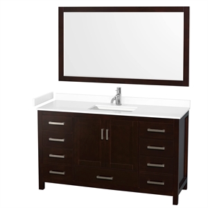 Wyndham Collection Sheffield 60&quot Solid Wood Single Bathroom Vanity in Espresso