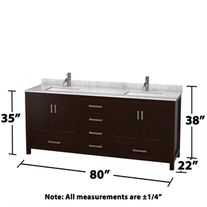 Wyndham Collection Sheffield 80&quot Marble Double Bathroom Vanity in Espresso/White