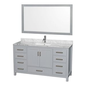 wyndham collection sheffield 60&quot marble single bathroom vanity in gray/white