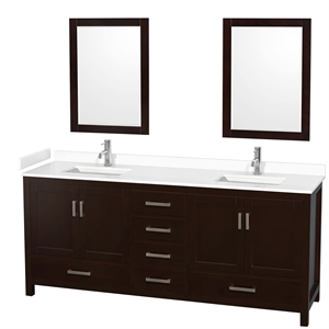 Wyndham Collection Sheffield 80&quot Metal Double Bathroom Vanity in Espresso/Chrome