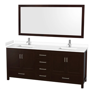 Wyndham Collection Sheffield 80&quot Metal Double Bathroom Vanity in Chrome/Espresso