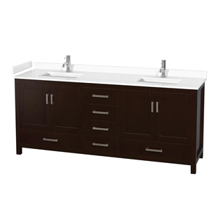 Wyndham Collection Sheffield 80&quot Wood Double Bathroom Vanity in Espresso