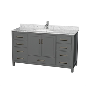 Wyndham Collection Sheffield 60&quot Metal Single Bathroom Vanity in Dark Gray