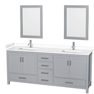 Wyndham Collection Sheffield 80&quot Wood & Metal Double Bathroom Vanity in Gray