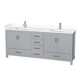 Wyndham Collection Sheffield 80&quot Wood Double Bathroom Vanity in Gray/Chrome