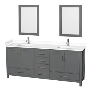 Wyndham Collection Sheffield 80&quot Metal Double Bathroom Vanity in Dark Gray