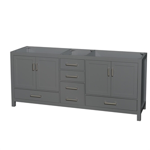 Wyndham Collection Sheffield 79&quot Wood Double Bathroom Vanity in Dark Gray