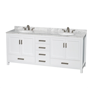Wyndham Collection Sheffield 80&quot Metal Double Bathroom Vanity in Chrome/White