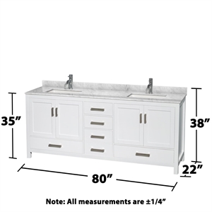 Wyndham Collection Sheffield 80&quot Marble Double Bathroom Vanity in White/Chrome