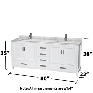 Wyndham Collection Sheffield 80&quot Wood & Metal Double Bathroom Vanity in White