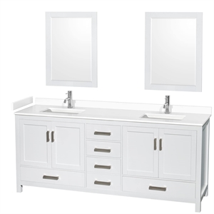 Wyndham Collection Sheffield 80&quot Metal Double Bathroom Vanity in White
