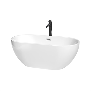 Wyndham Collection Brooklyn 60&quot Acrylic Freestanding Bathtub in Black/White