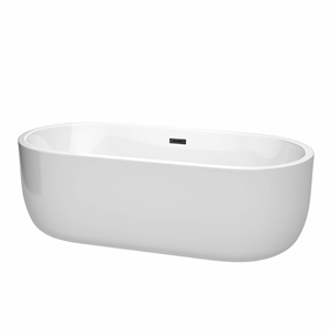 Wyndham Collection Juliette 71&quot Acrylic Freestanding Bathtub in Black/White