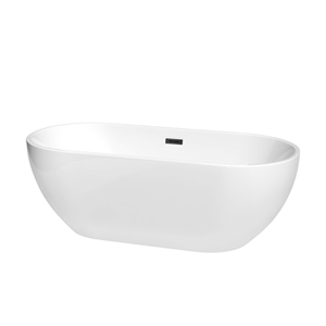 Wyndham Collection Brooklyn 67&quot Acrylic Freestanding Bathtub in Black/White