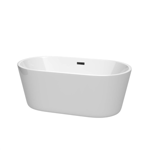 Wyndham Collection Carissa 60&quot Acrylic Freestanding Bathtub in Black/White