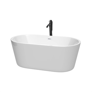 Wyndham Collection Carissa 60&quot Acrylic Freestanding Bathtub in White/Matte Black