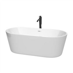 Wyndham Collection Carissa 67&quot Acrylic Freestanding Bathtub in White/Matte Black