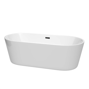 Wyndham Collection Carissa 71&quot Acrylic Freestanding Bathtub in Black/White