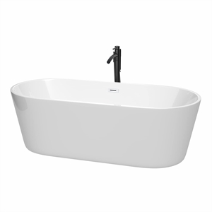 Wyndham Collection Carissa 71&quot Acrylic Freestanding Bathtub in White/Matte Black