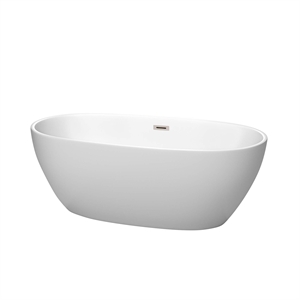 Wyndham Collection Juno 63&quot Acrylic Freestanding Bathtub in Nickel/Matte White