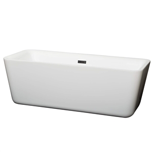 Wyndham Collection Emily 68.88&quot Acrylic Freestanding Bathtub in Black/White