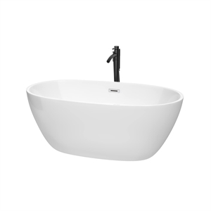 Wyndham Collection Juno 59&quot Acrylic Freestanding Bathtub in White/Matte Black