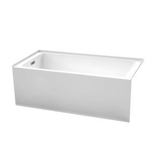 Wyndham Collection Grayley 60x30&quot Acrylic Alcove Bathtub in White/Chrome