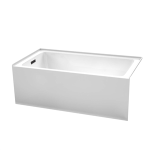 Wyndham Collection Grayley 60x32&quot Acrylic Alcove Bathtub in White/Matte Black