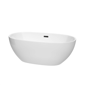 Wyndham Collection Juno 63&quot Acrylic Freestanding Bathtub in Black/White