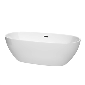 Wyndham Collection Juno 71&quot Acrylic Freestanding Bathtub in Black/White