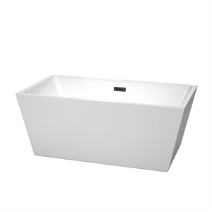 Wyndham Collection Sara 59&quot Acrylic Freestanding Bathtub in Matte Black/White