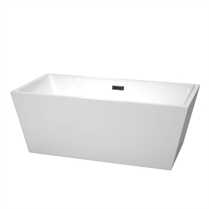 Wyndham Collection Sara 63&quot Acrylic Freestanding Bathtub in Matte Black/White