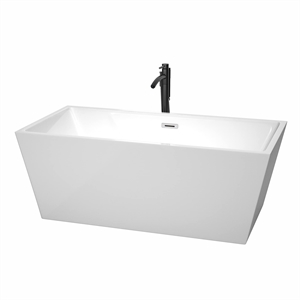 Wyndham Collection Sara 63&quot Acrylic Freestanding Bathtub with Faucet in White