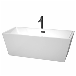 Wyndham Collection Sara 67&quot Acrylic Freestanding Bathtub in White/Matte Black