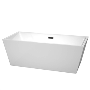 Wyndham Collection Sara 67&quot Acrylic Freestanding Bathtub in Matte Black/White