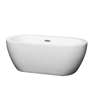 Wyndham Collection Soho 59.75&quot Acrylic Freestanding Bathtub in Nickel/White
