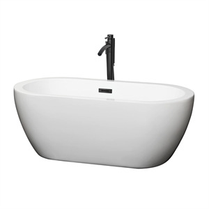 Wyndham Collection Soho 59.75&quot Acrylic Freestanding Bathtub in White/Matte Black
